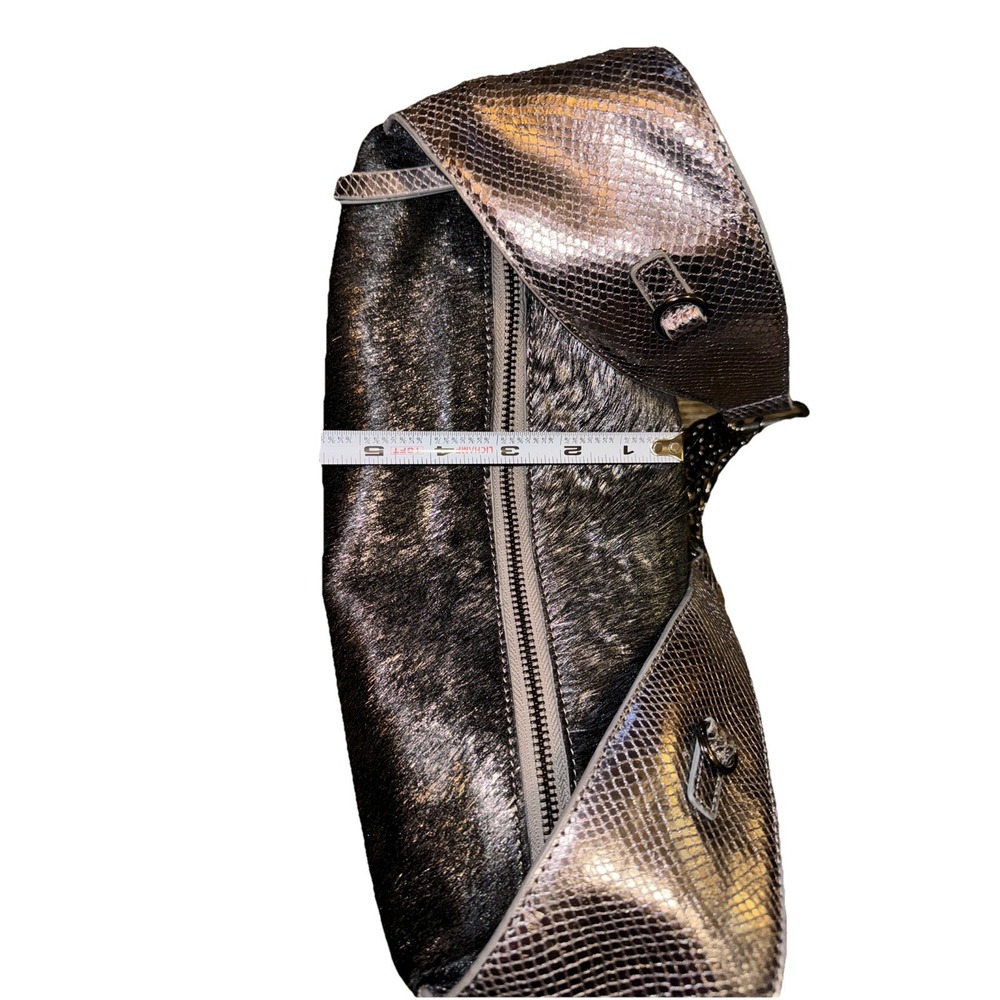 Sharif Hobo Purse Fur Snakeskin Print Chain Strap Mob Wife Silver 13 X 7 - Picture 16 of 16